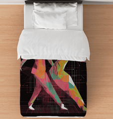 Poised Balletic Fashion Duvet Cover displayed on a bed, highlighting its elegant design.