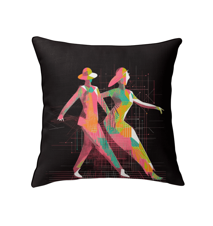 Close-up of the balletic fashion design on the luxurious indoor pillow.