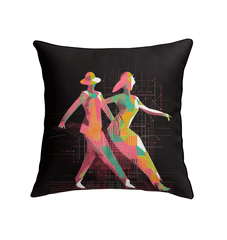 Stylish indoor pillow with poised balletic fashion pattern, ideal for modern home decor.