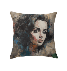 Vibrant Pop Artistry decorative indoor pillow on a cozy sofa setting