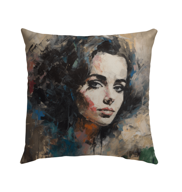 Durable and colorful Pop Artistry Outdoor Pillow for outdoor seating.