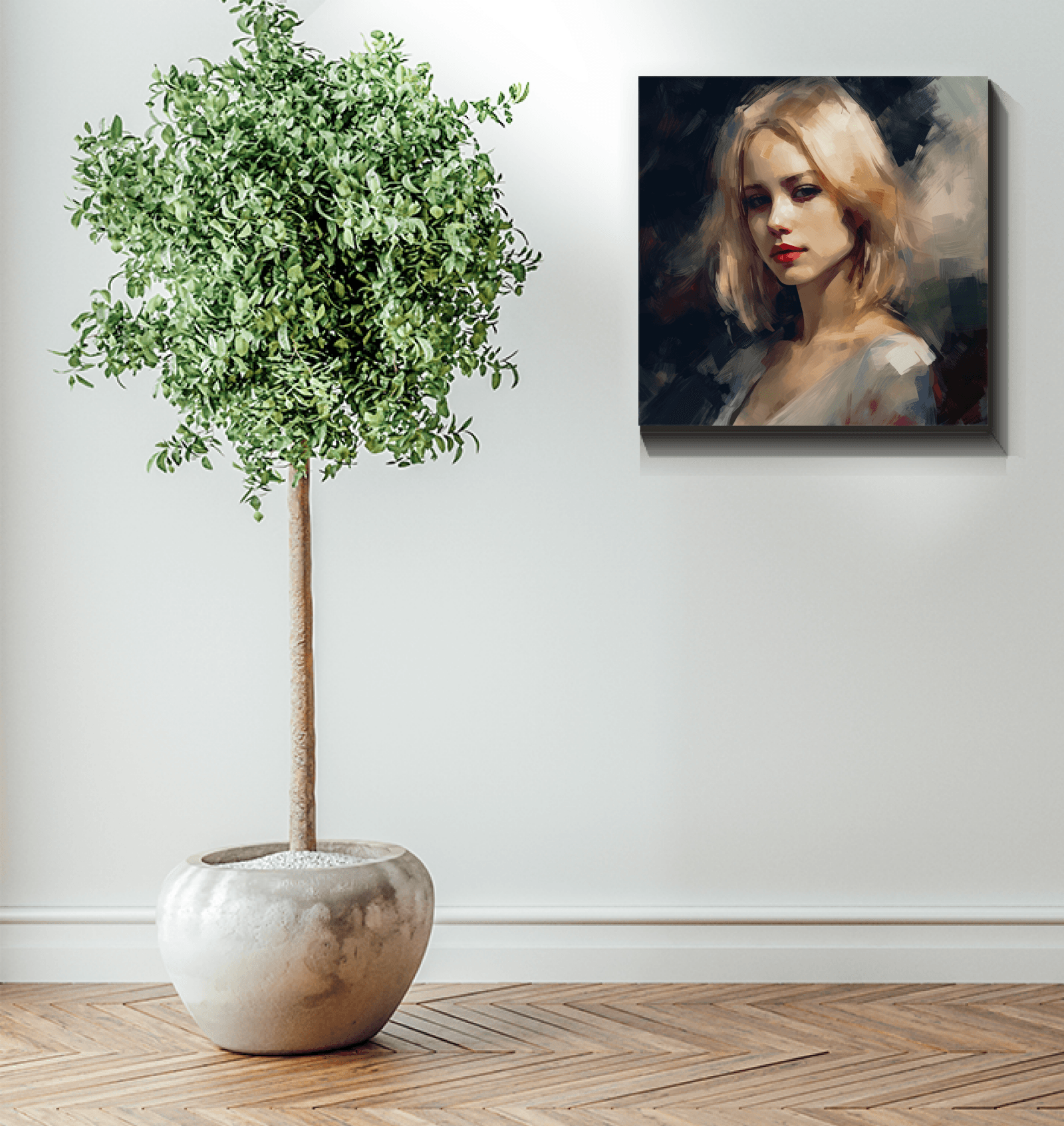 High-quality print of pop icons on wrapped canvas for modern home decor.