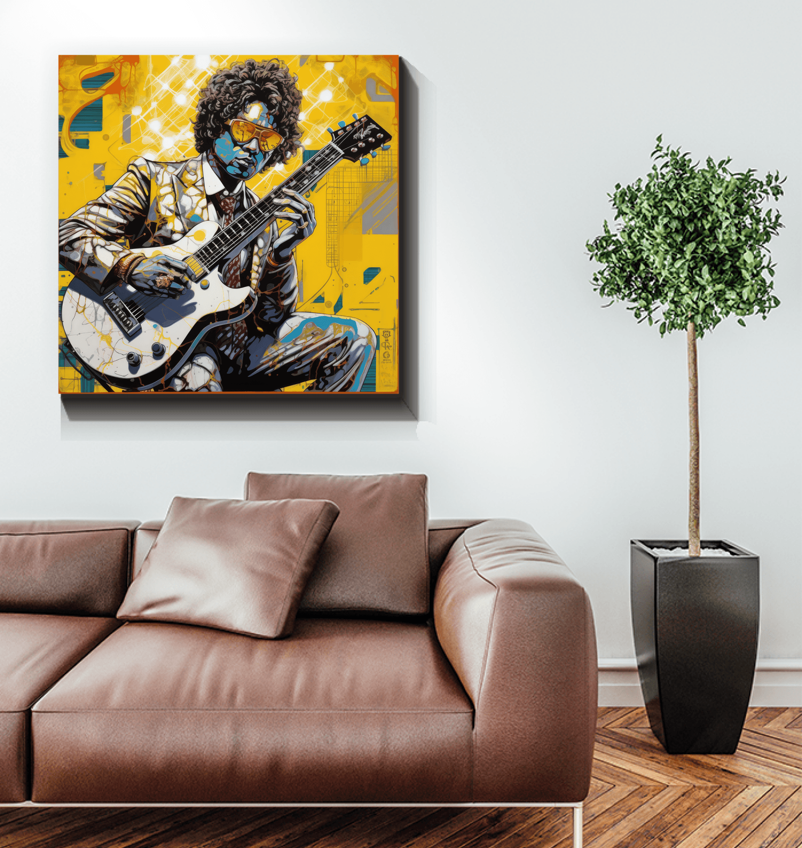 Elegant Canvas Art of Instruments for Pop Music Lovers.