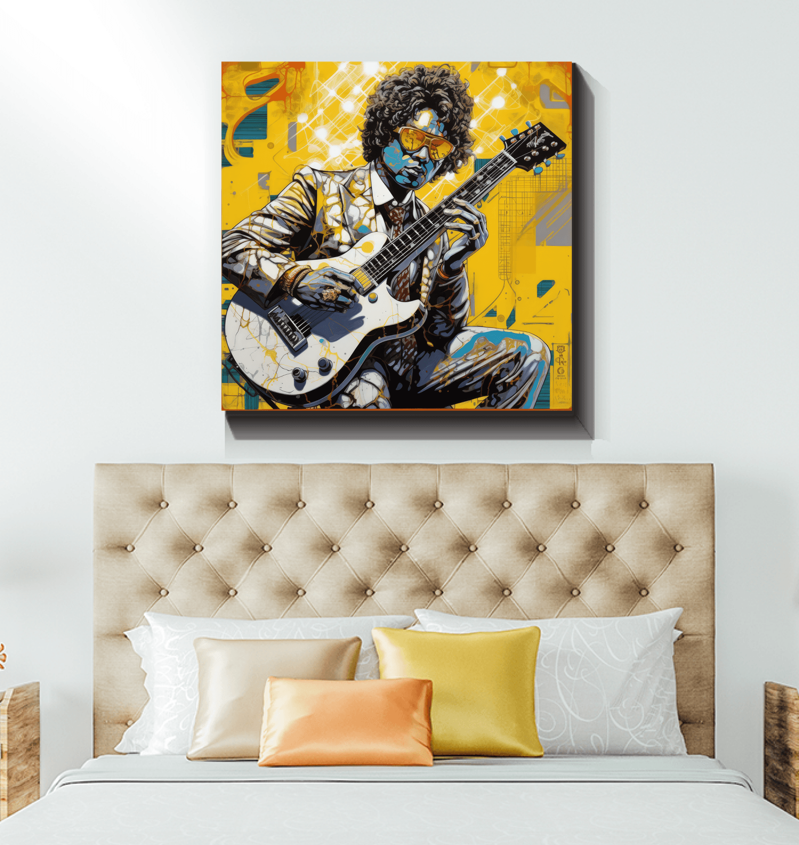 Eye-Catching Pop Music Instrument Canvas for Home Decor.