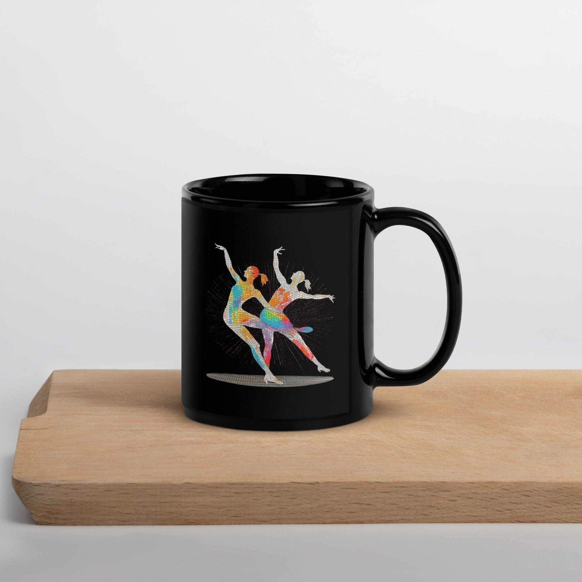 Black glossy mug with powerful feminine movement style design