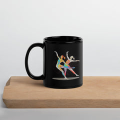 Empowering black glossy coffee mug with stylish artwork