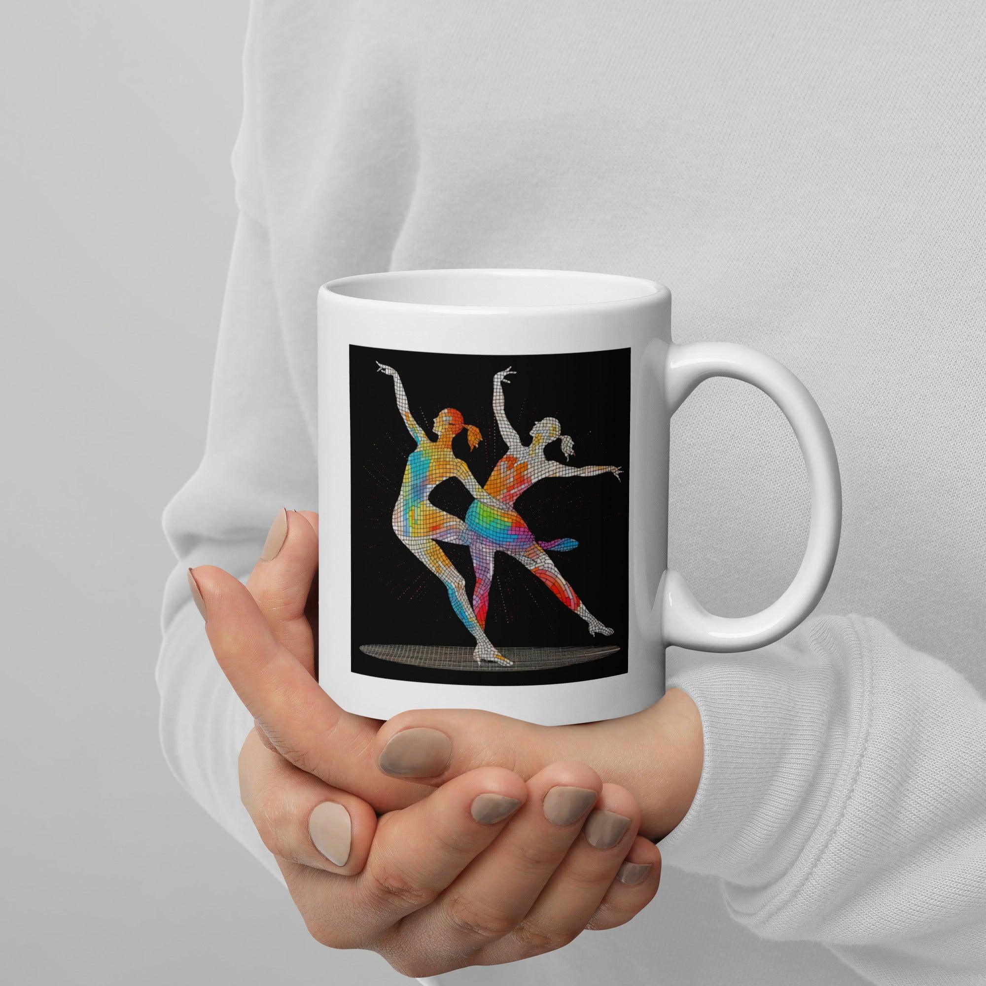 White glossy mug with powerful feminine movement design