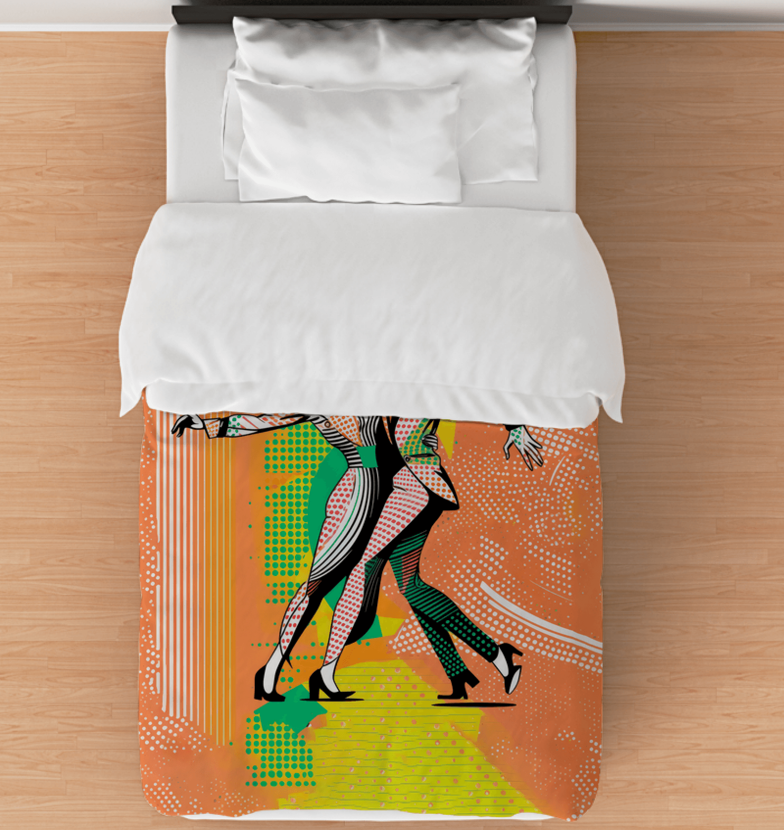 Stylish duvet cover featuring powerful women dancers in motion