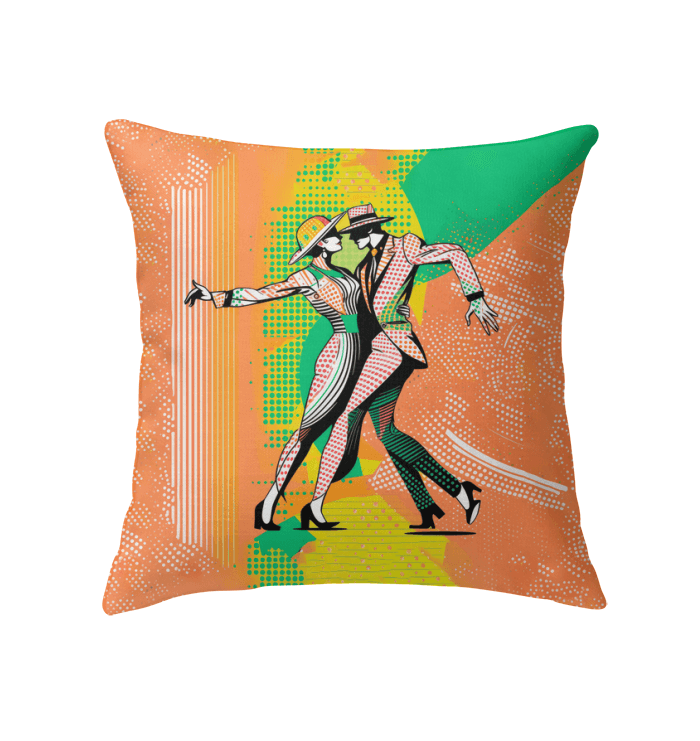 Vibrant indoor pillow featuring powerful women's dance moves design