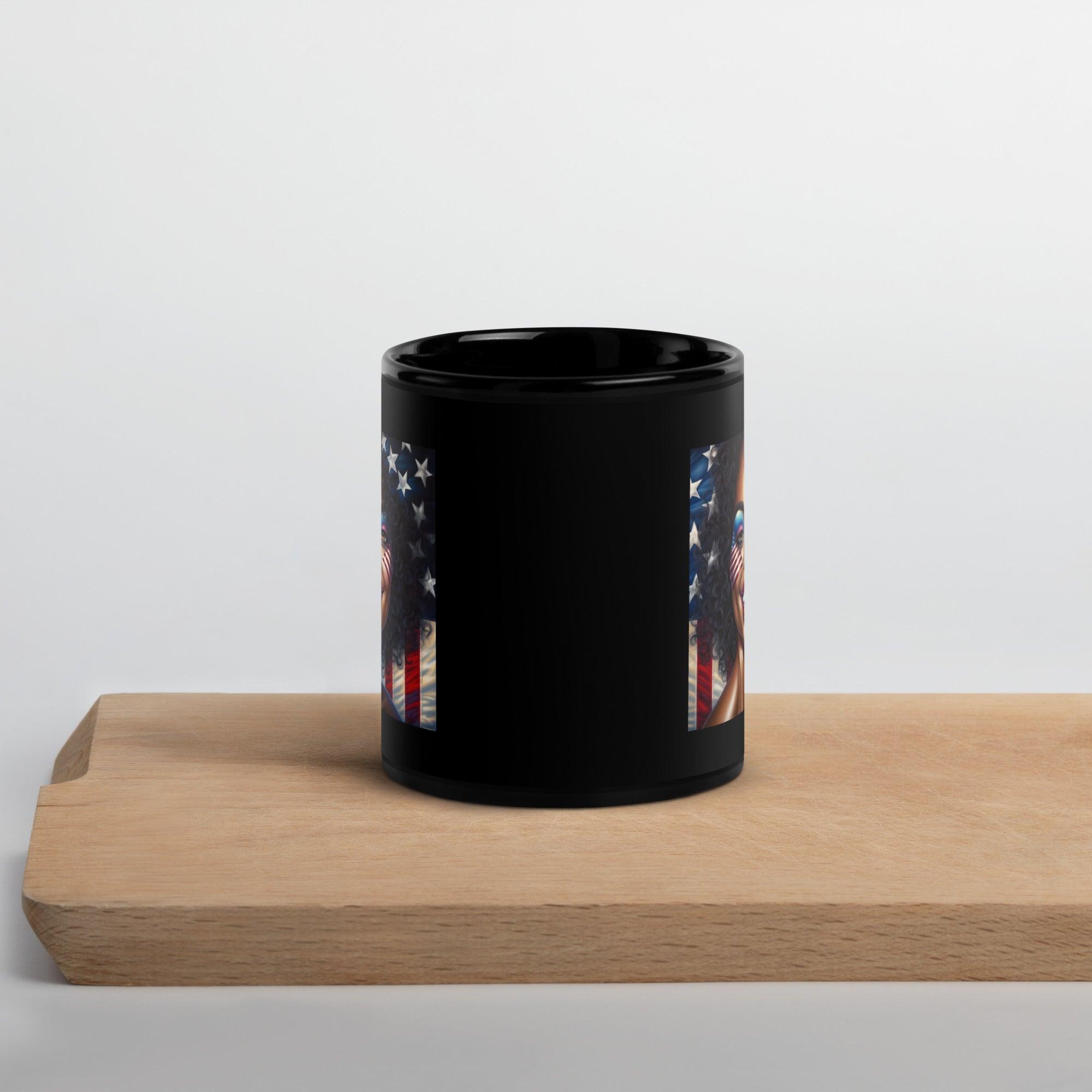 Proud To Be American Black Glossy Mug - Beyond T-shirts