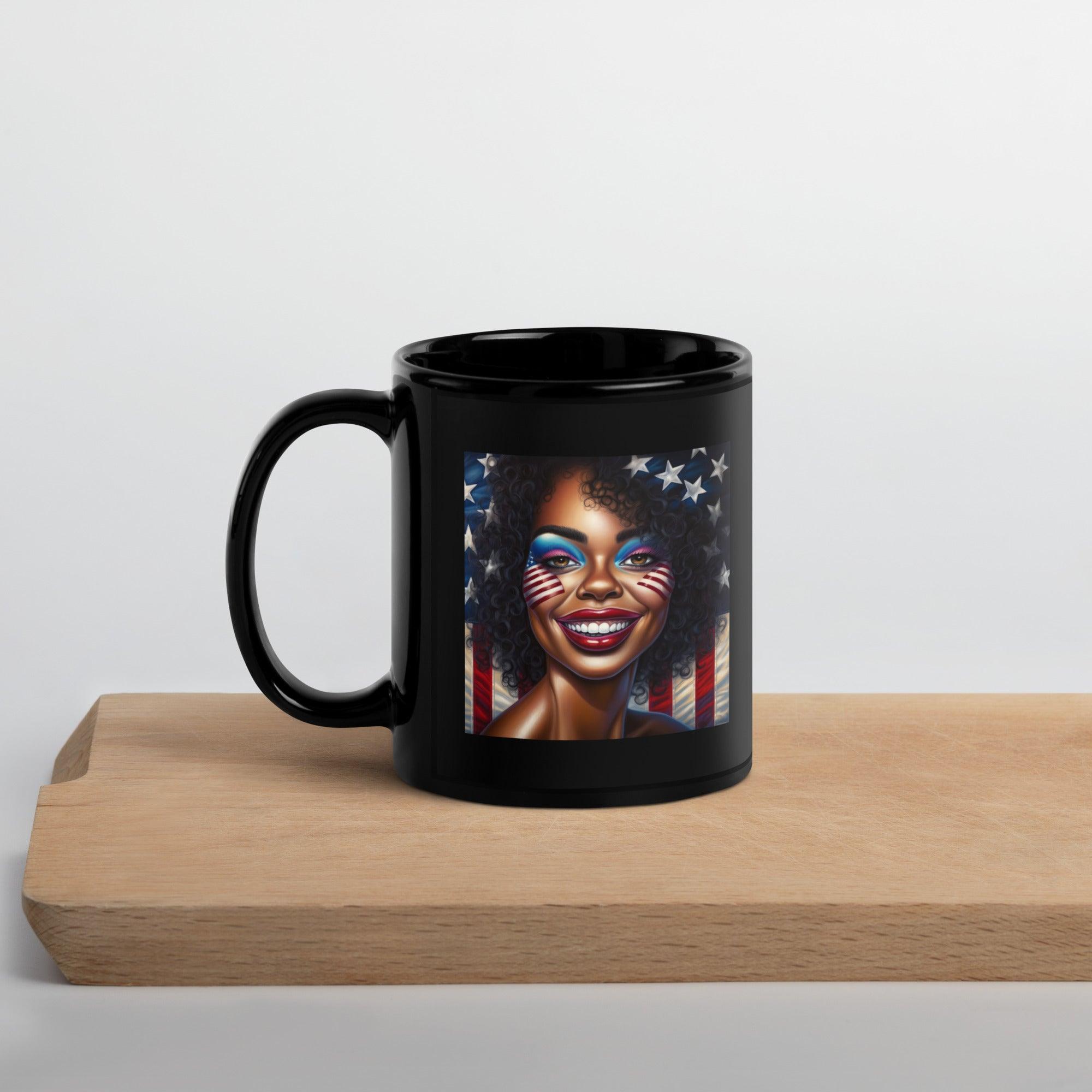 Proud To Be American Black Glossy Mug - Beyond T-shirts