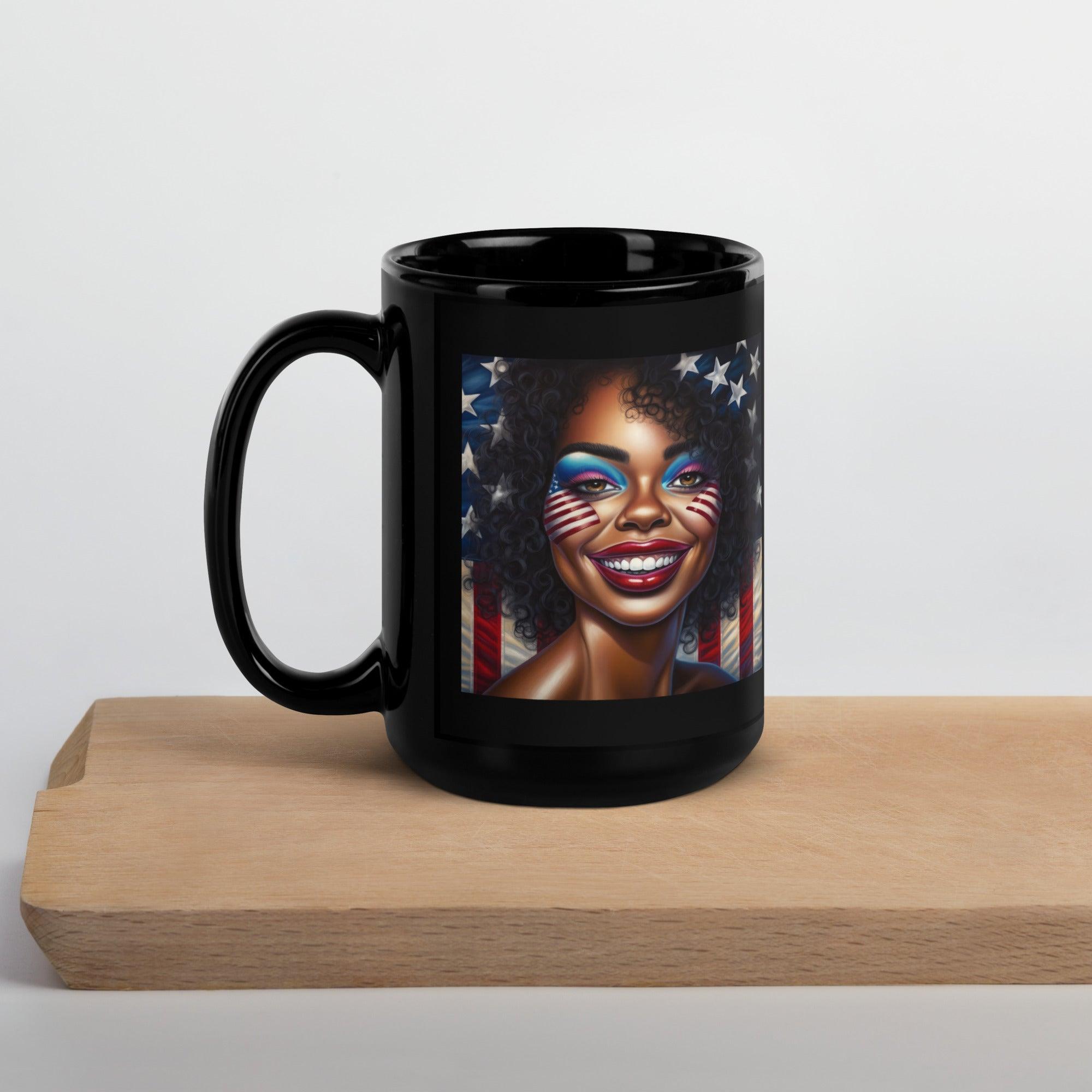 Proud To Be American Black Glossy Mug - Beyond T-shirts