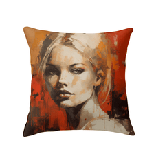 Psytrance-inspired colorful indoor pillow on a cozy sofa.