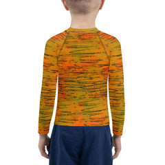 Close-up of the Radiant Eyes of Fantasy Kids Rash Guard texture.