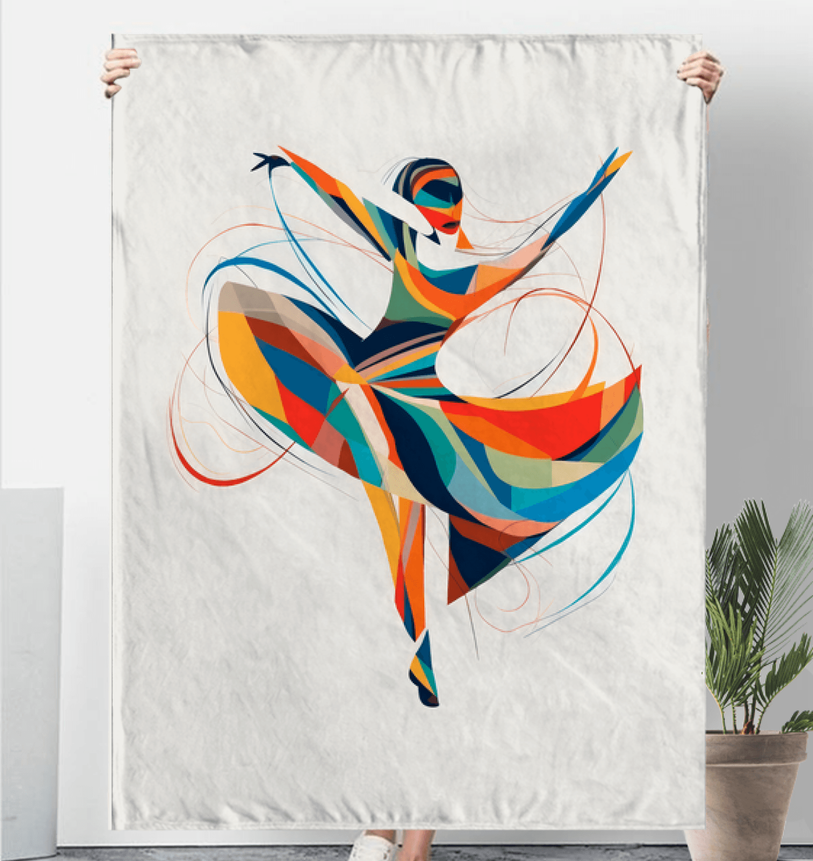 Warm sherpa blanket featuring radiant dance-inspired artwork