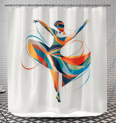 Elegant shower curtain featuring a radiant female dancer design to inspire your bathroom decor.