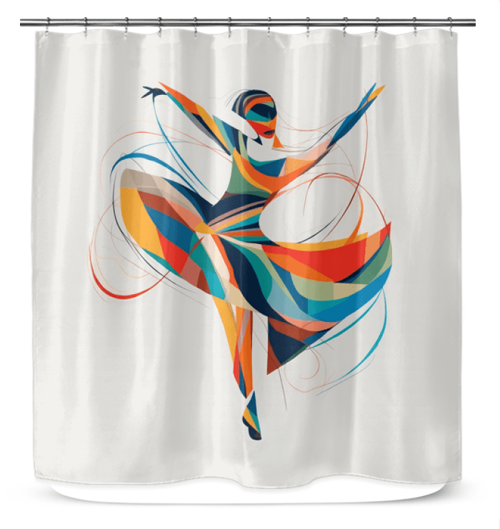 Transform your bathroom with a shower curtain showcasing the elegance and grace of female dance.