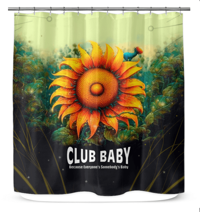 Elegant shower curtain with vibrant depiction of nature's beauty for bathroom decor.