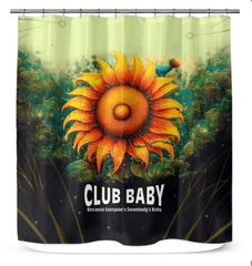 Elegant shower curtain with vibrant depiction of nature's beauty for bathroom decor.