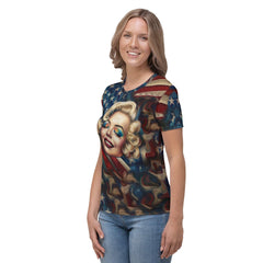 Radiant Reverie Women's T-shirt lifestyle shot in natural light