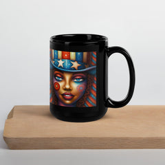 Red, White, And Blue Blaze Black Glossy Mug - Beyond T-shirts