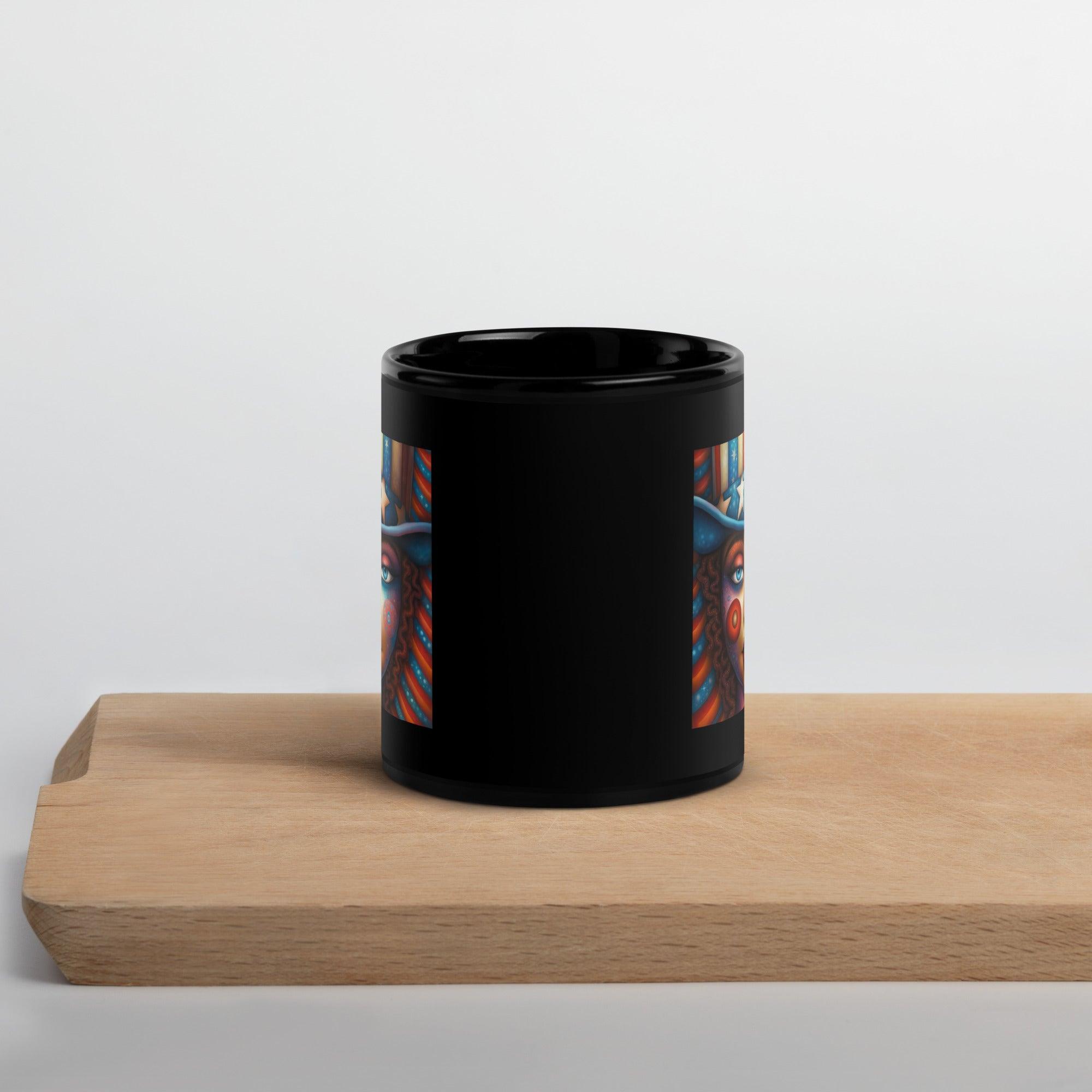 Red, White, And Blue Blaze Black Glossy Mug - Beyond T-shirts