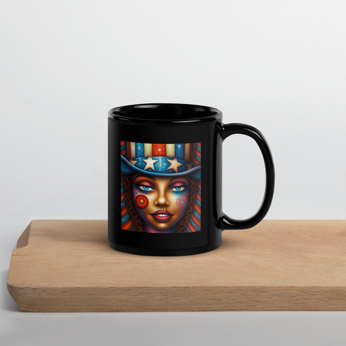 Red, White, And Blue Blaze Black Glossy Mug - Beyond T-shirts