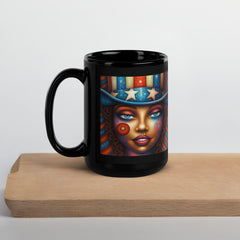 Red, White, And Blue Blaze Black Glossy Mug - Beyond T-shirts