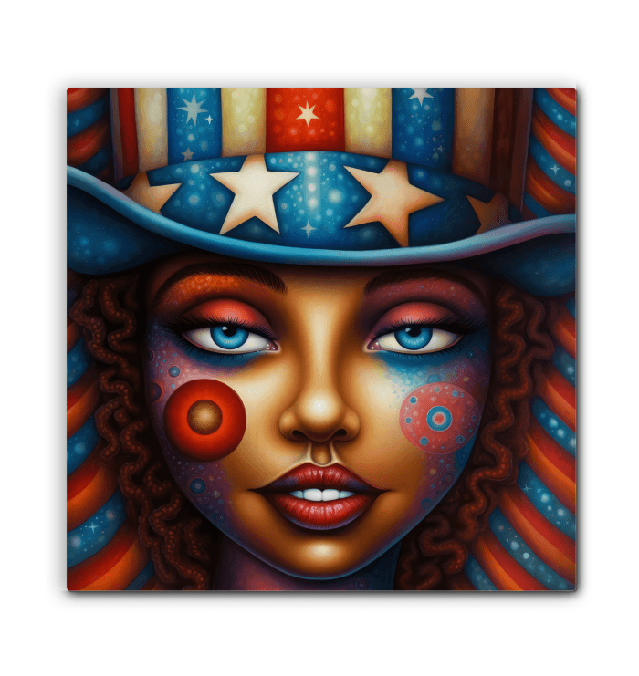 Red, White, And Blue Blaze Wrapped Canvas - Beyond T-shirts