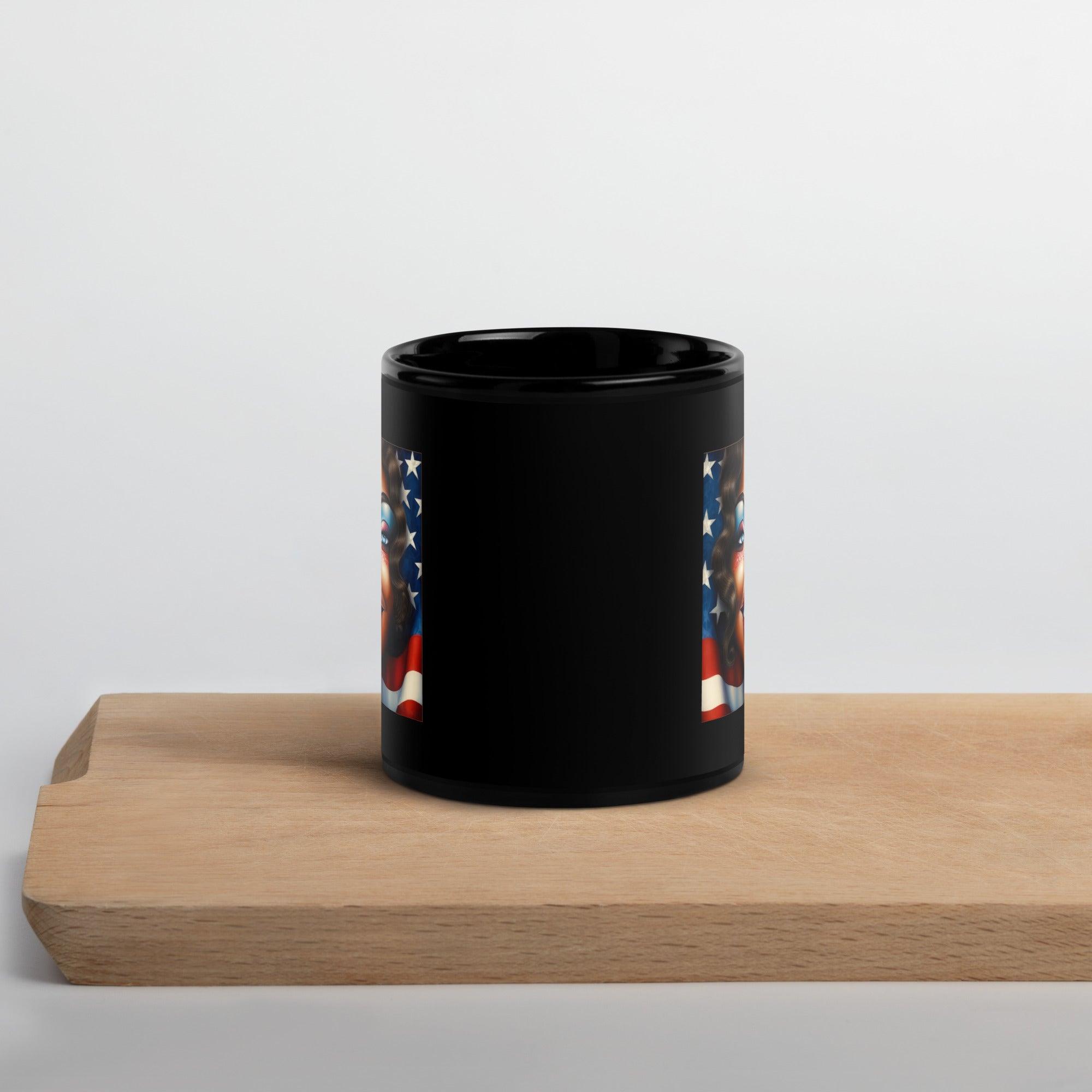 Red, White, And Blue Bliss Black Glossy Mug - Beyond T-shirts