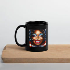 Red, White, And Blue Bliss Black Glossy Mug - Beyond T-shirts