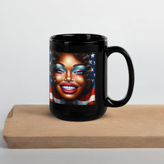 Red, White, And Blue Bliss Black Glossy Mug - Beyond T-shirts