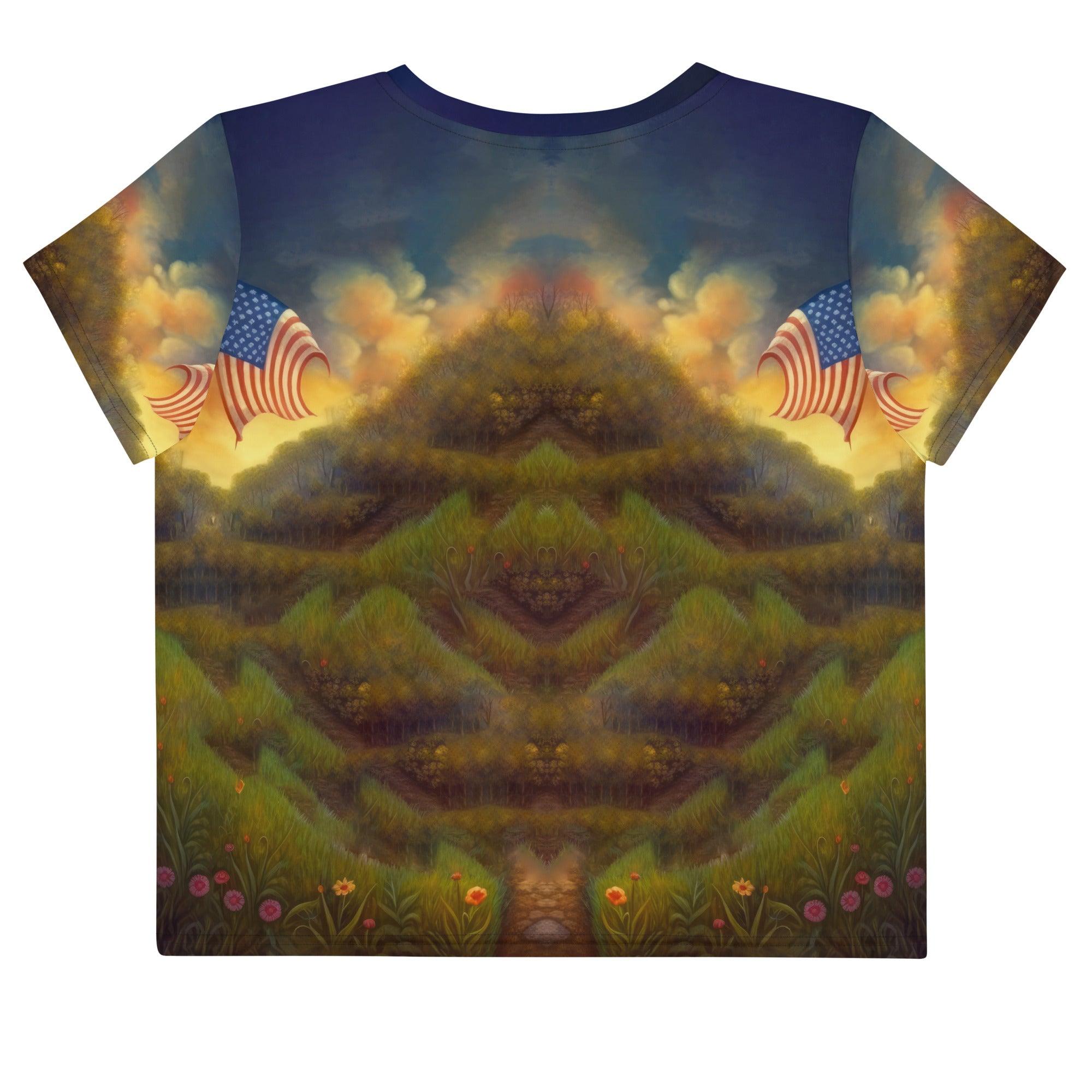 Red, White, And Boom All-Over Print Crop Tee - Beyond T-shirts