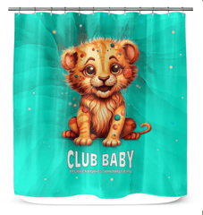 Waterproof Regal Gaze Collection shower curtain in a luxurious bathroom setting.