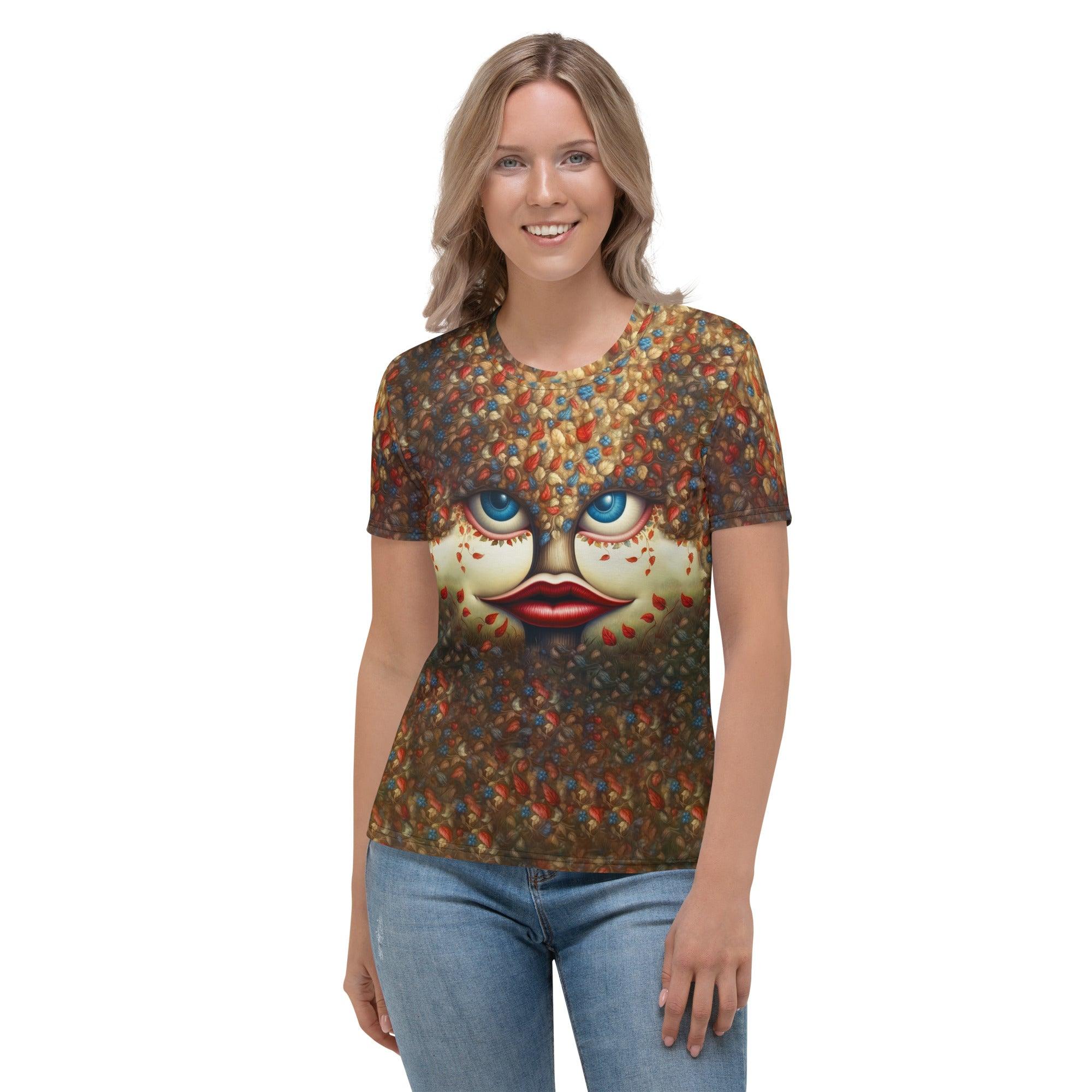 Revolutionary Murals Women's T-shirt with empowering art design on front.