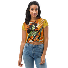 Rhythm Moves the World All Over Print Crop Tee - Front View