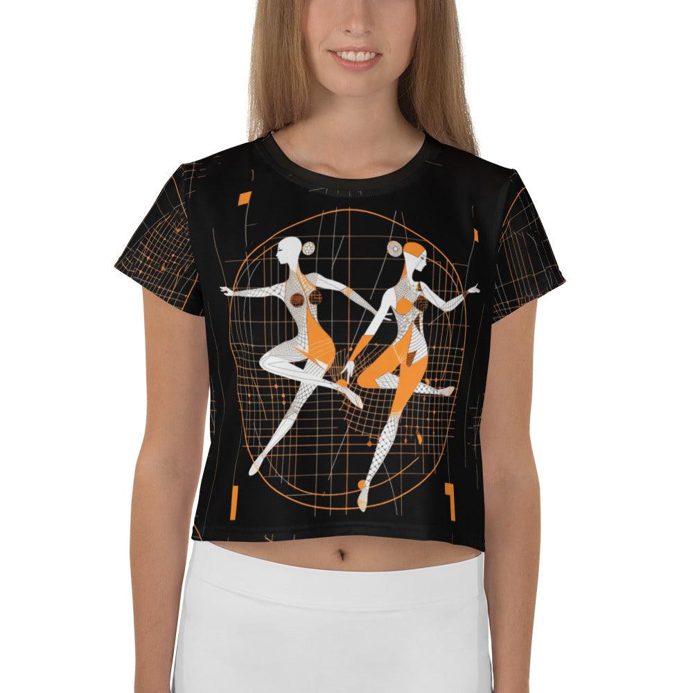 Rhythmic Feminine Dance Flair All-Over Print Crop Tee - Beyond T-shirts