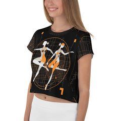 Rhythmic Feminine Dance Flair All-Over Print Crop Tee - Beyond T-shirts