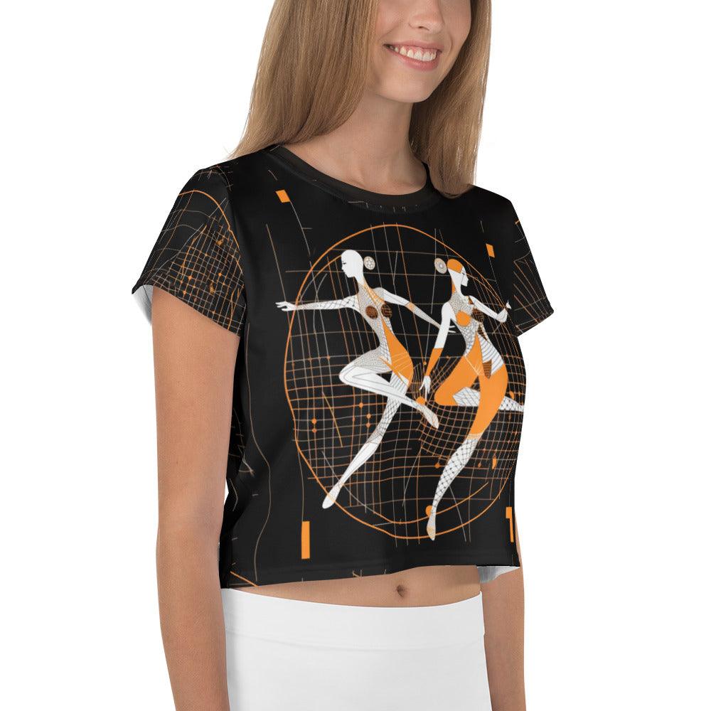 Rhythmic Feminine Dance Flair All-Over Print Crop Tee - Beyond T-shirts