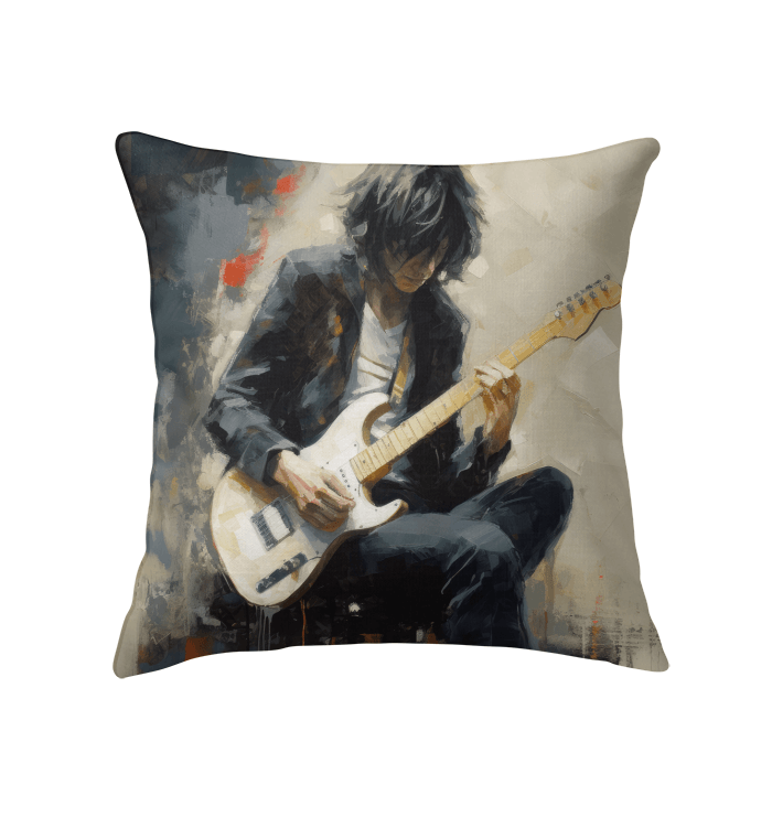 Rhythmic Revelry Indoor Pillow on a cozy reading nook chair