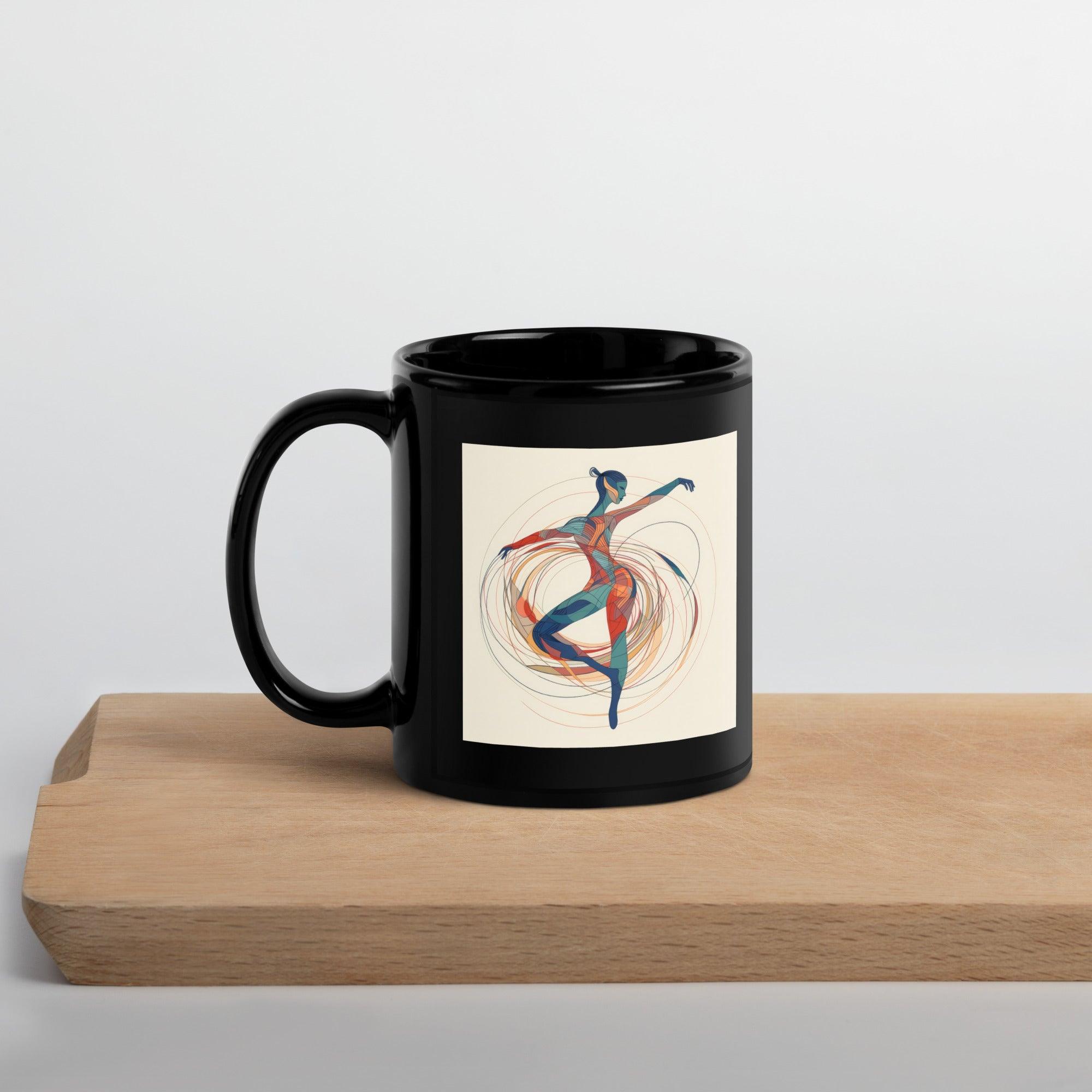 Elegant dance-themed glossy black coffee mug