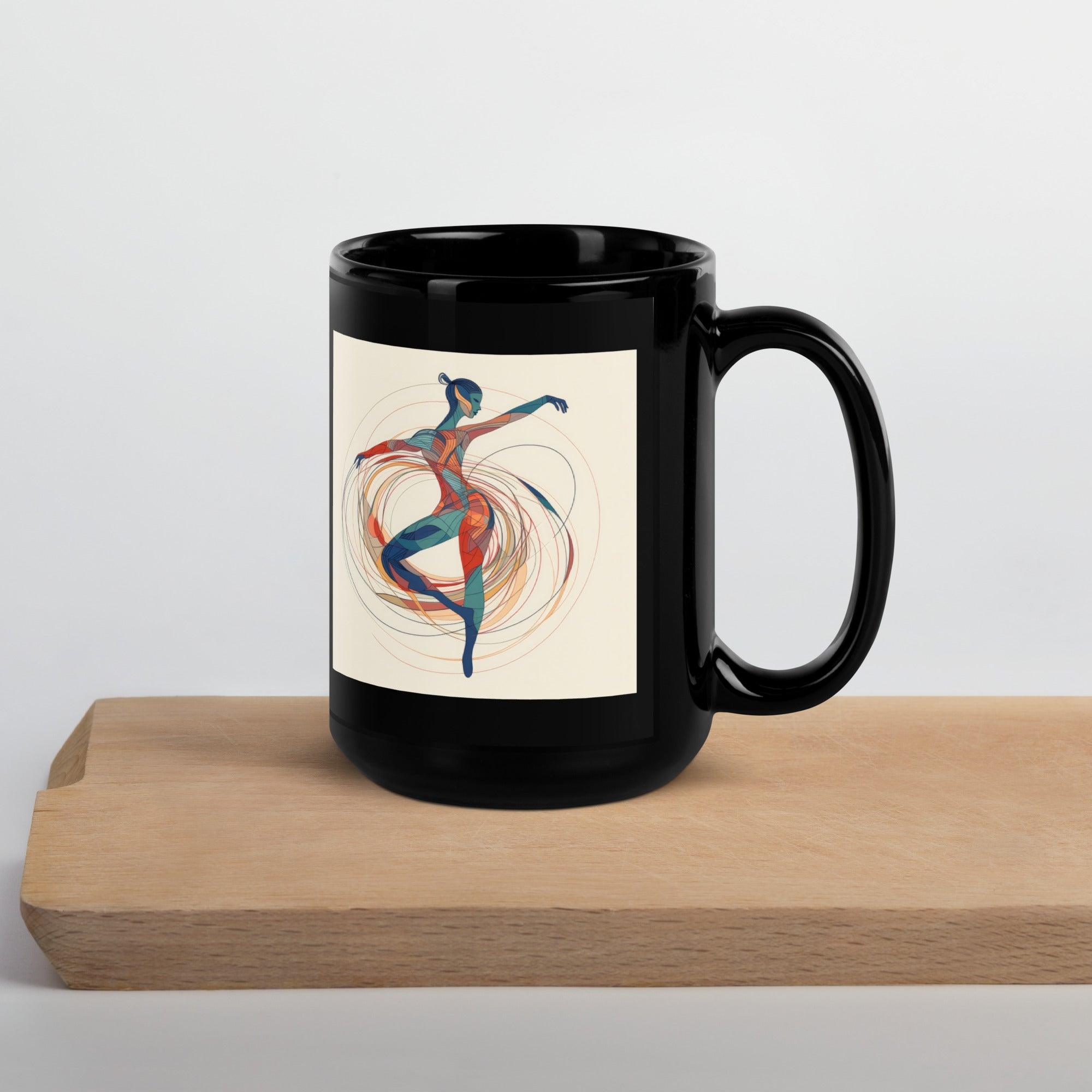 Glossy mug featuring women's rhythmic dance attire pattern