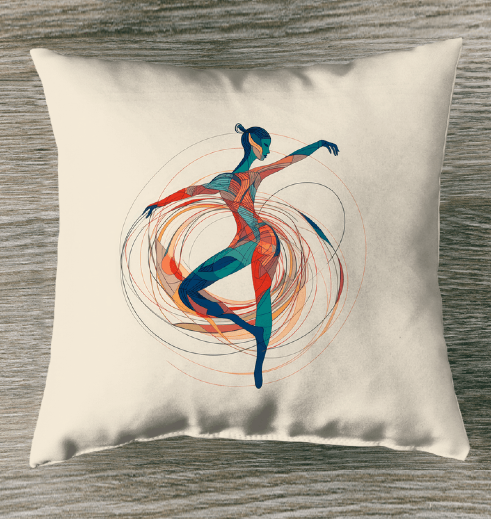 Rhythmic Women's Dance Attire printed on an indoor pillow, showcasing elegant design.