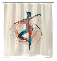 Elegant rhythmic dance attire-themed shower curtain, adding a splash of art and color to your bathroom decor.