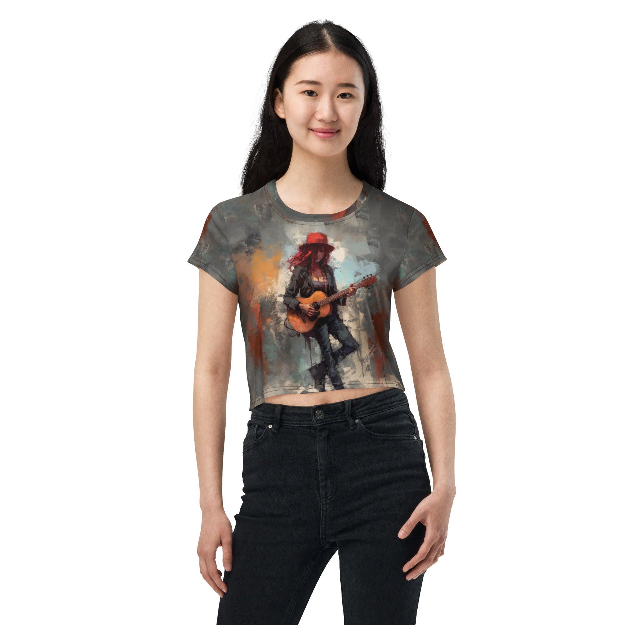 Rock Ballads All-Over Print Crop Tee - Beyond T-shirts