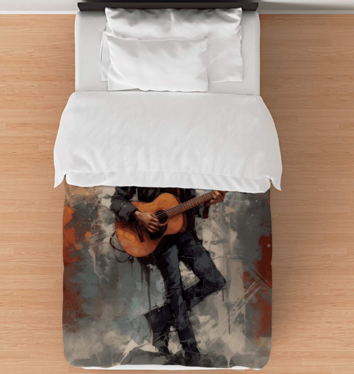 Rock Ballads themed duvet cover featuring iconic album art designs.