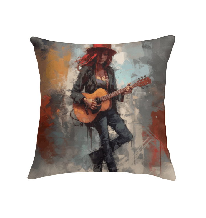 Stylish indoor pillow with rock ballads design, perfect for adding a musical touch to any room.