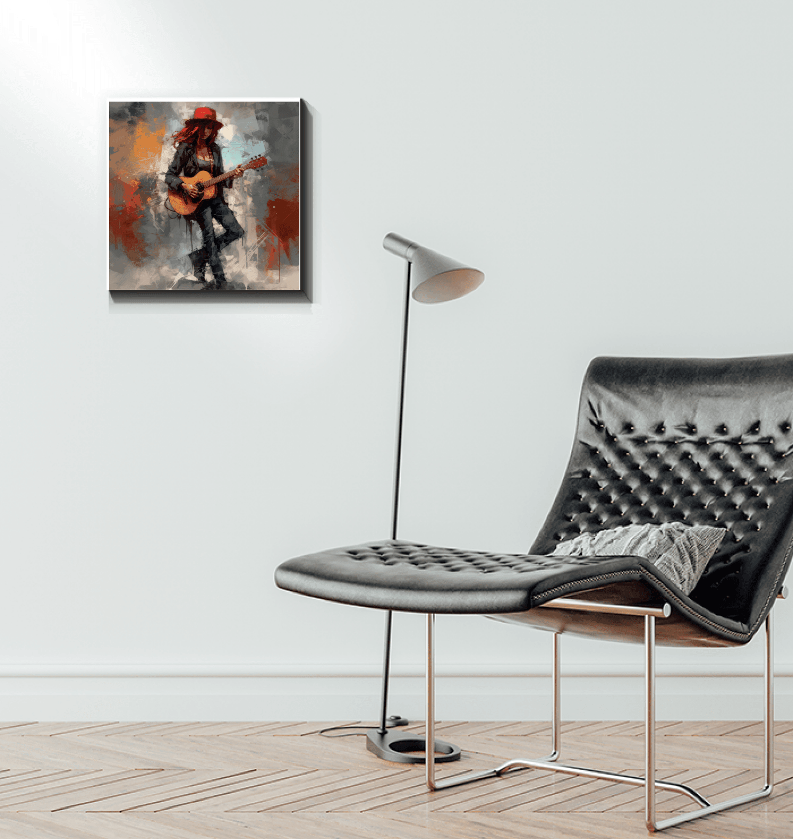 Guitar and Microphone Illustration on Rock Ballads Canvas