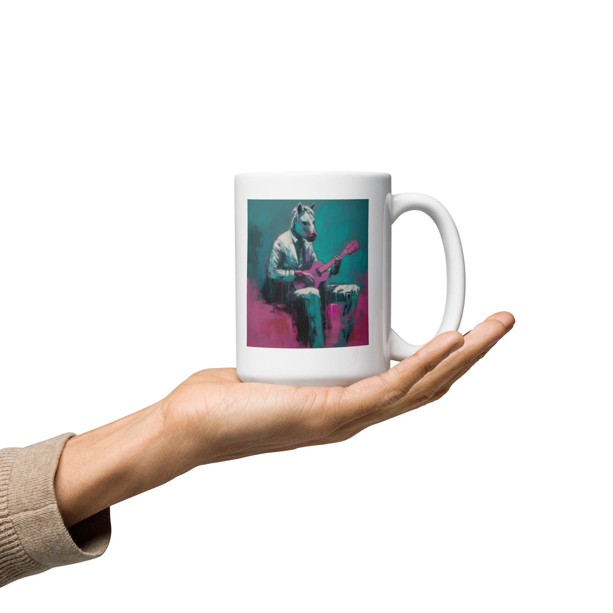 Rocking Riffs White Glossy Mug - Beyond T-shirts