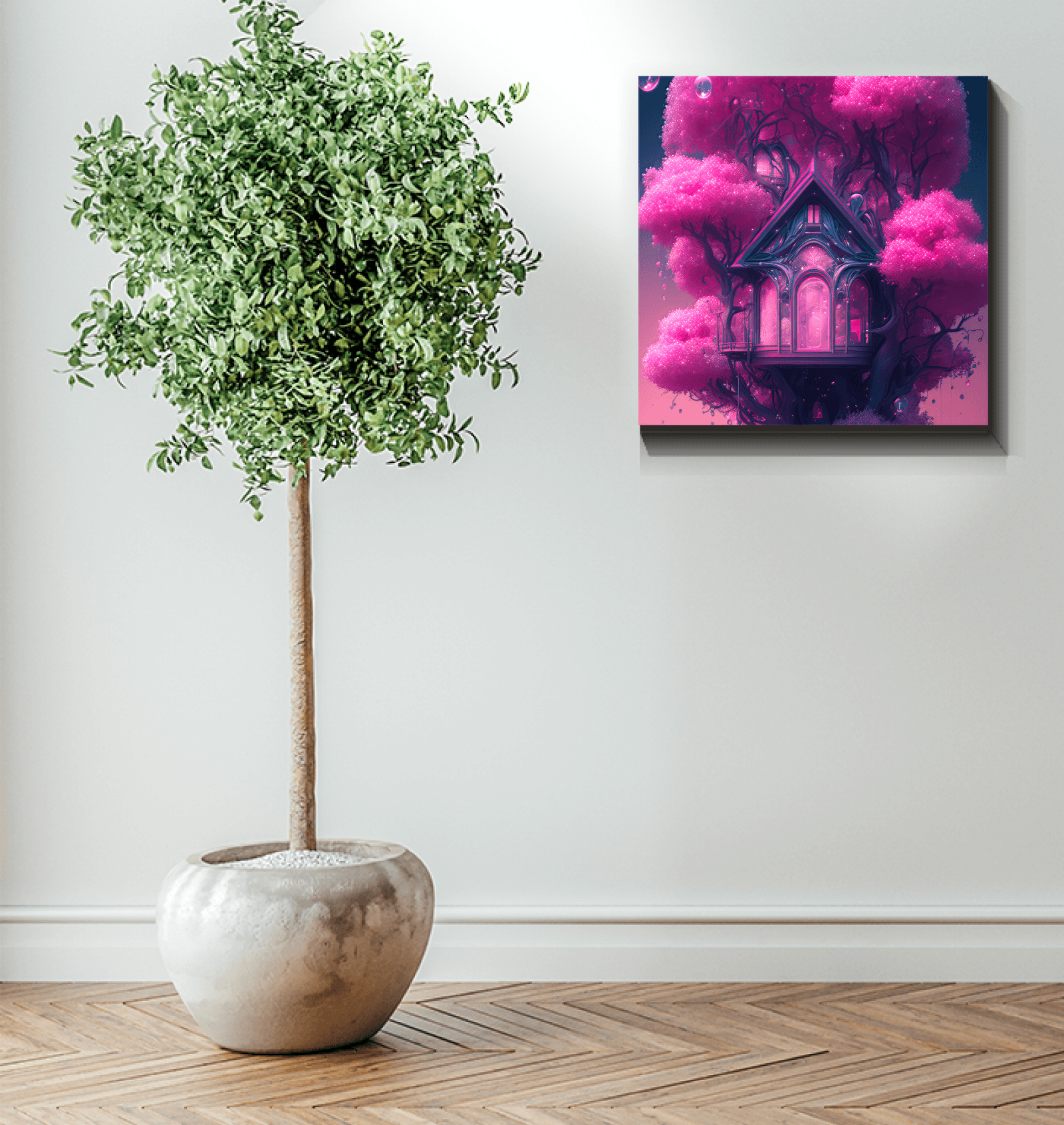 Salmon Treetop Wrapped Canvas - Beyond T-shirts
